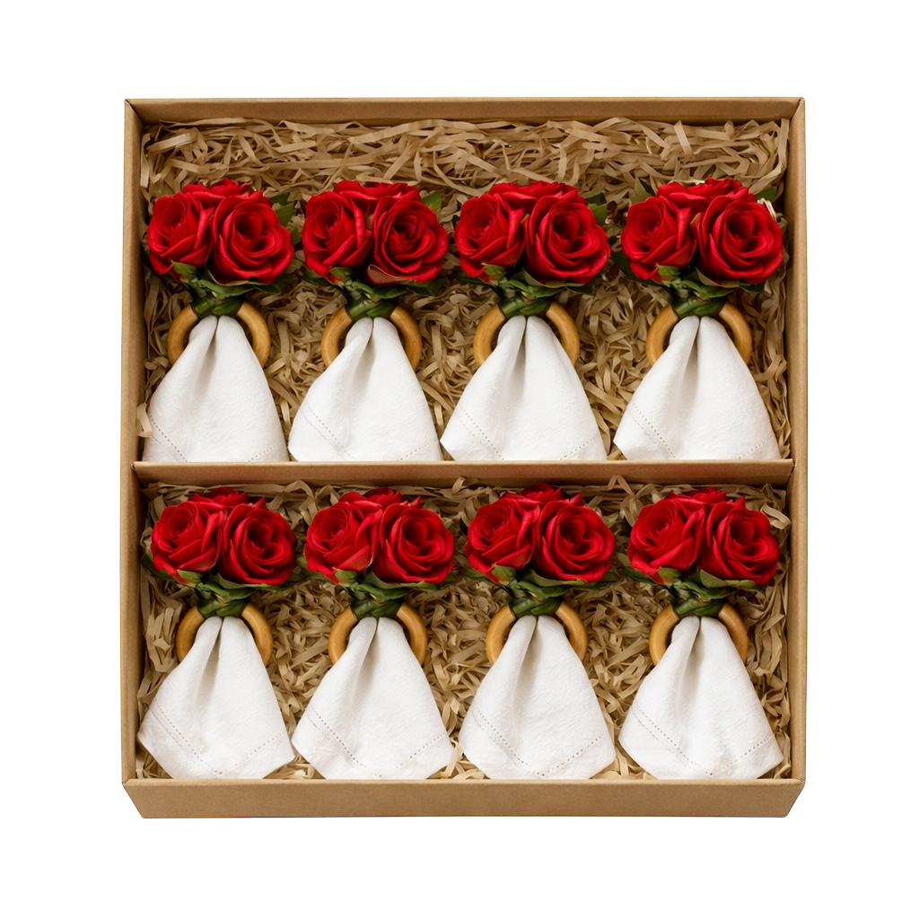 Porta Guardanapo buque de rosas vermelhas
