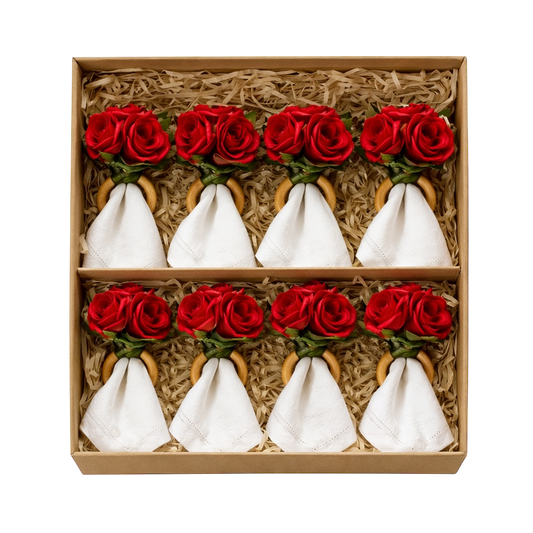 Porta Guardanapo buque de rosas vermelhas