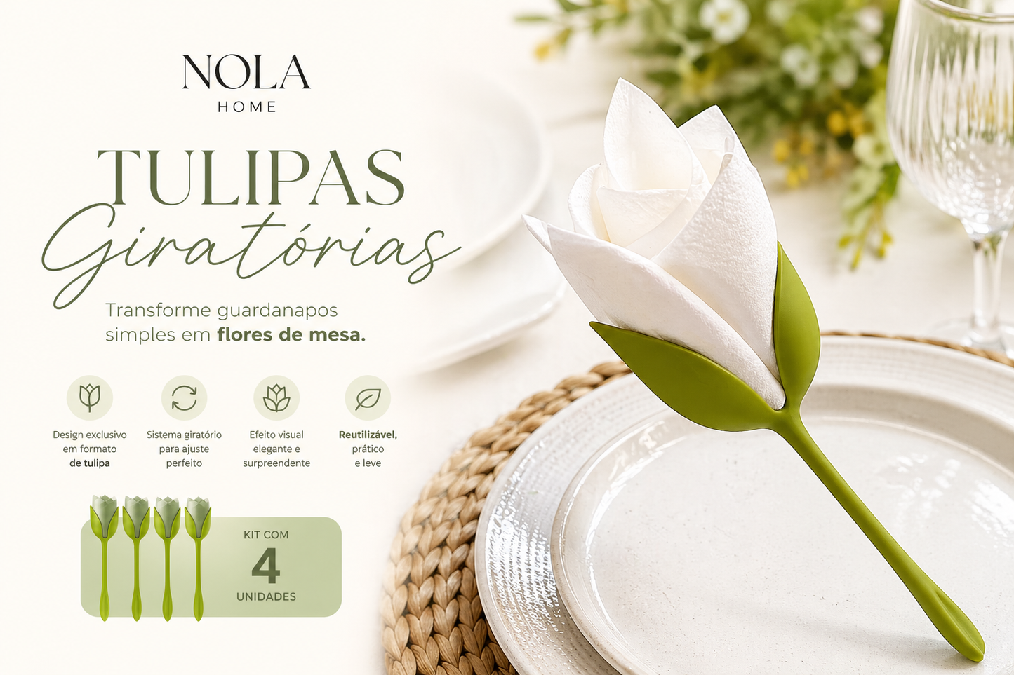 Tulipa Giratória para guardanapo de papel