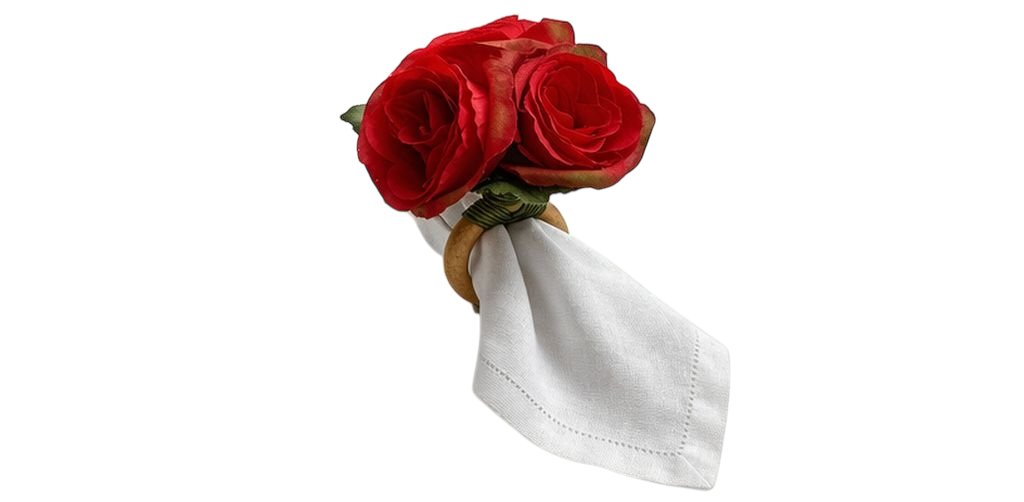 Porta Guardanapo buque de rosas vermelhas